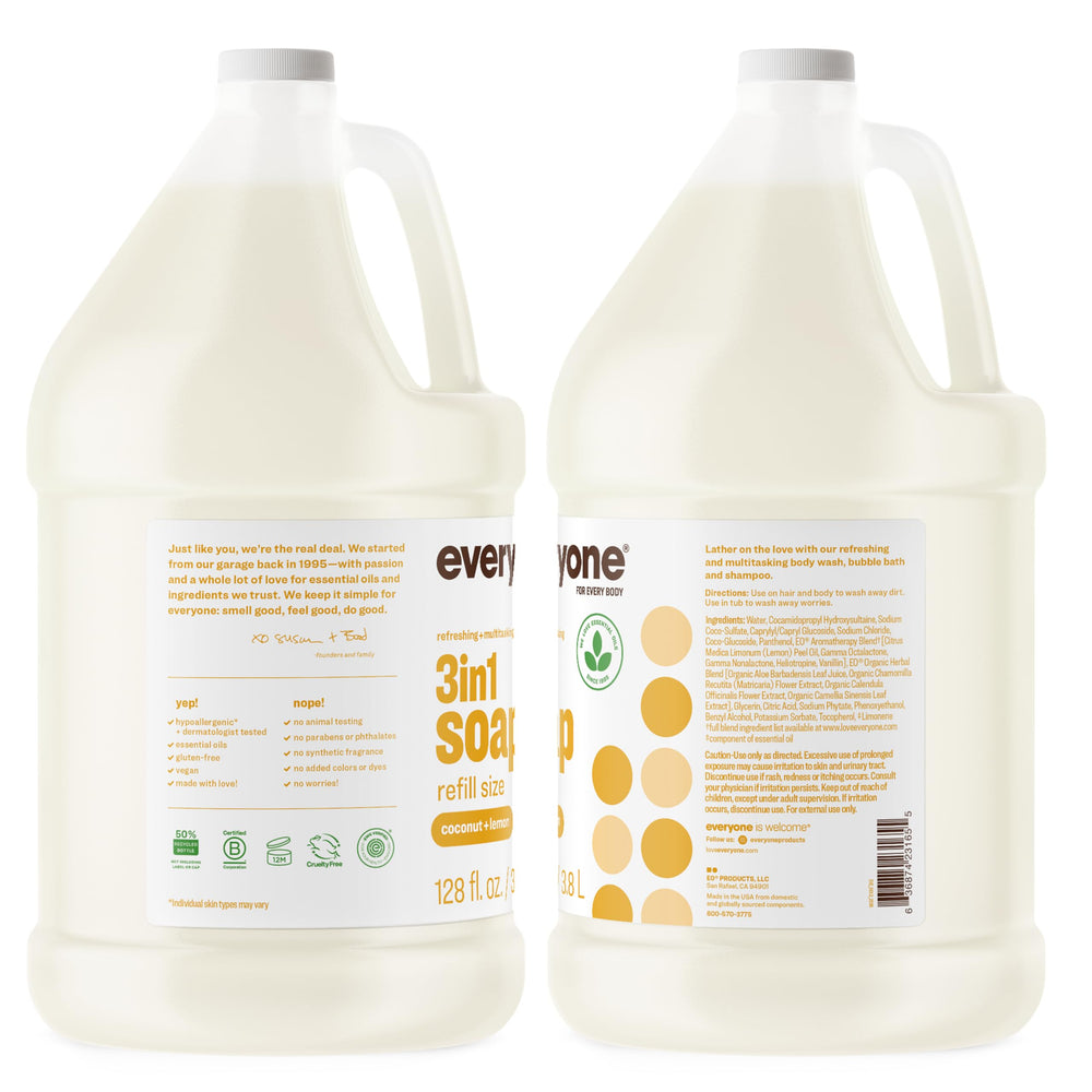 everyone bottle being poured into hand showing easy dispensing and gentle clean