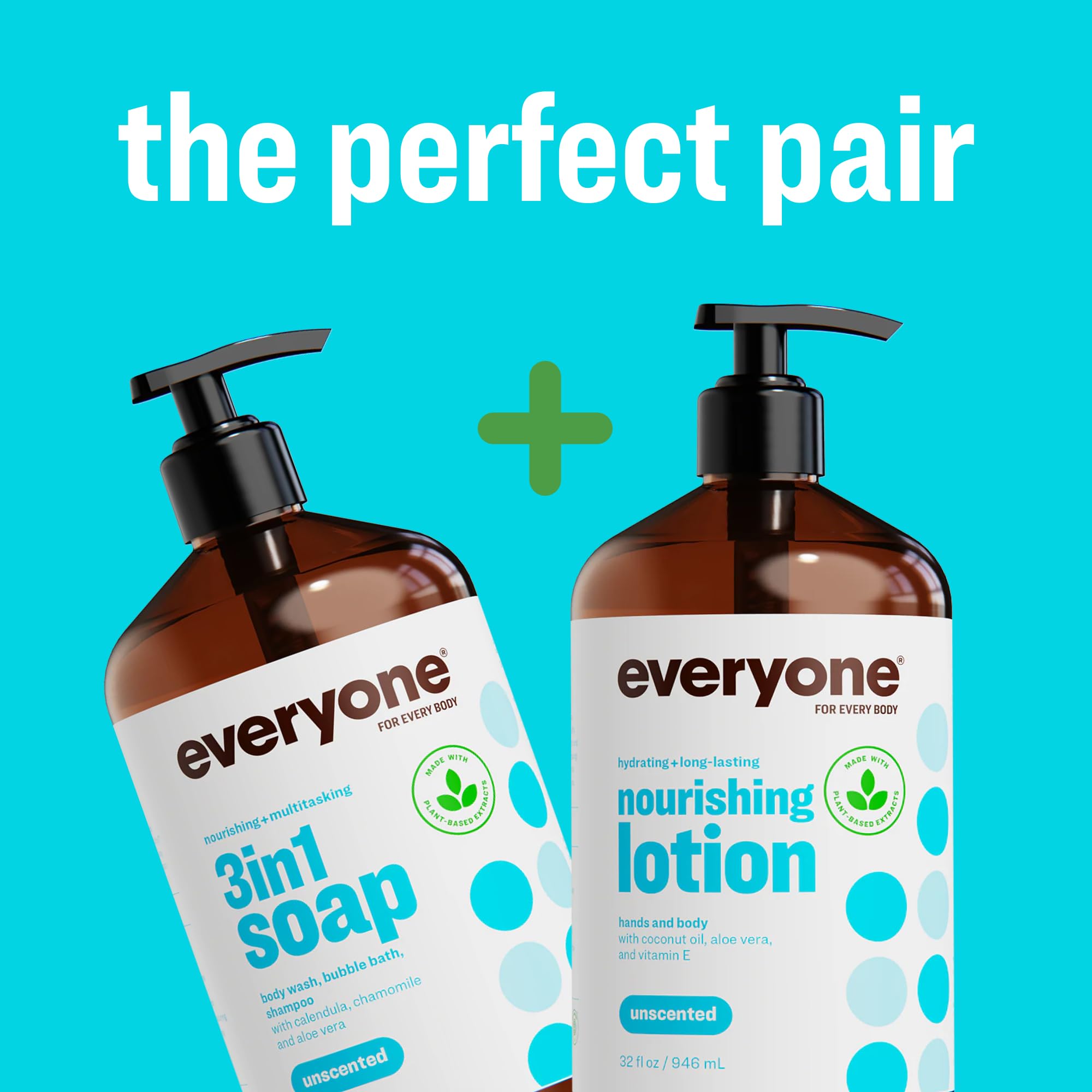 Everyone family using lotion in bathroom illustrating gentle formula for all ages
