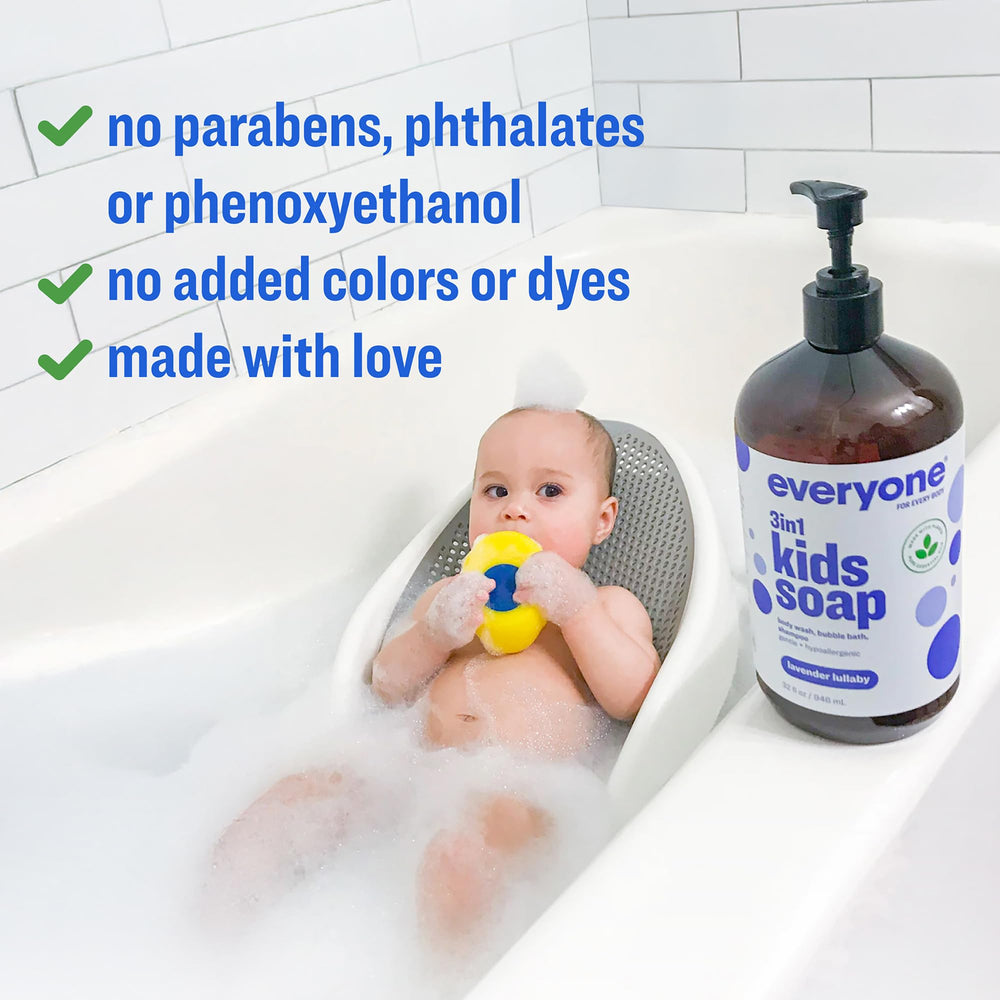 everyone for every body foamy lavender bubbles demonstrating gentle cleansing