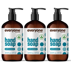 everyone front view of three Pacific Eucalyptus bottles showing packaging and scent benefit