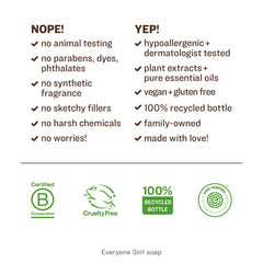 everyone for every body ingredient label close-up, highlighting plant-based formula transparency