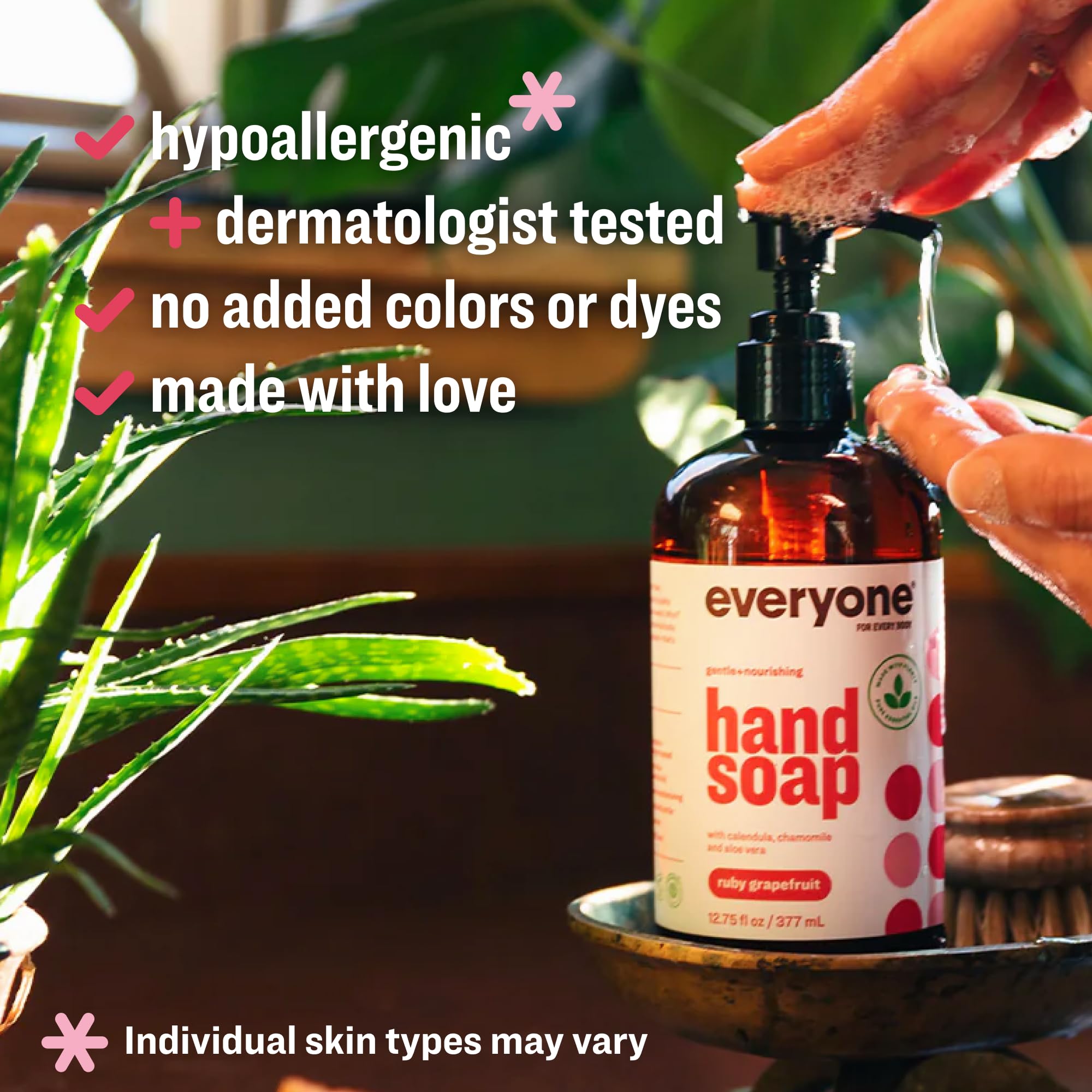 everyone creamy soap lather on hand demonstrating gentle cleansing and soft foam