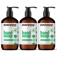 everyone front packaging showing three spearmint lemongrass bottles and recyclable label benefit