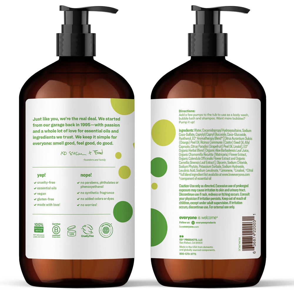 Everyone close-up label highlighting tropical coconut scent and gentle formula benefit