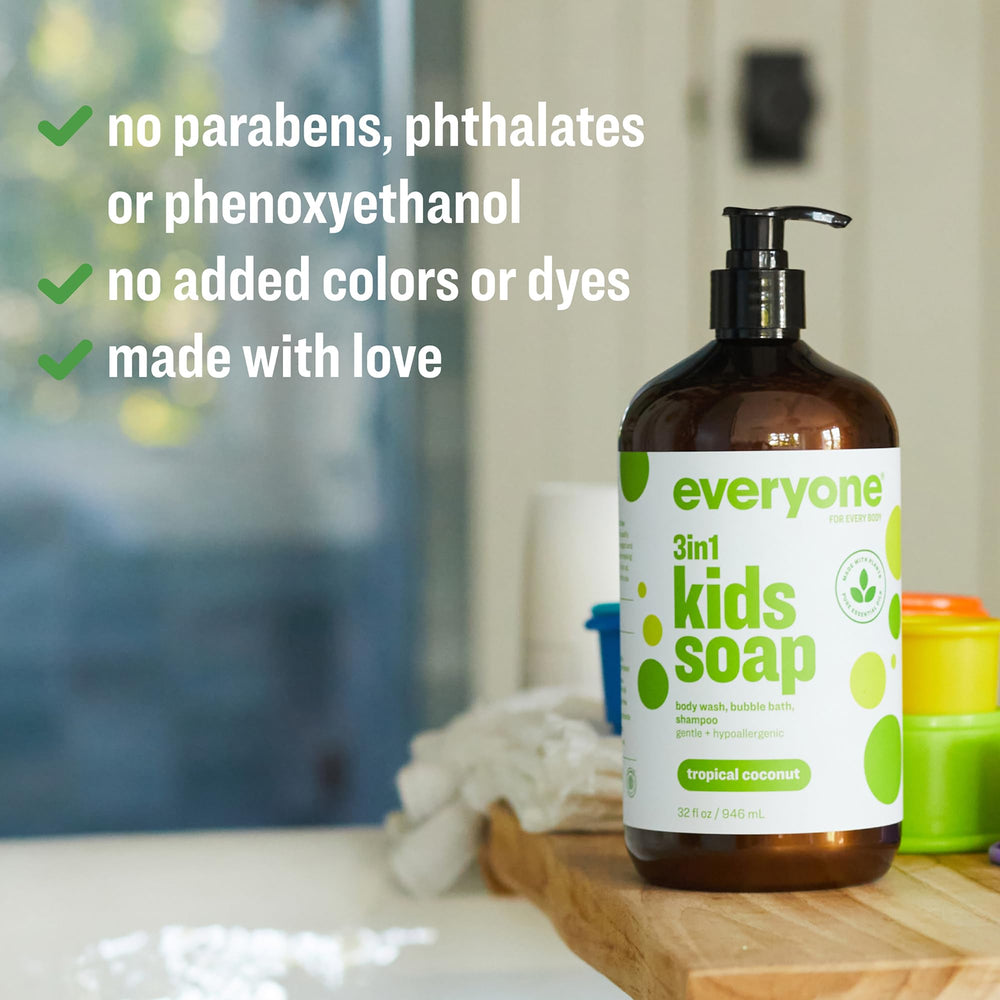 Everyone pump action dispensing soap for easy, no-mess use during bath time