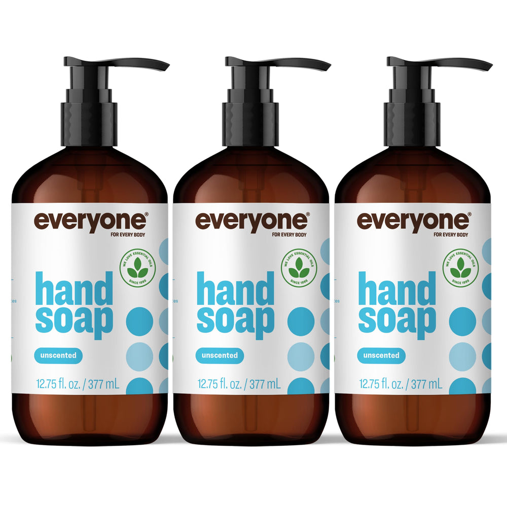 everyone front packaging showing three recycled bottles and clean design benefit: clear product choice