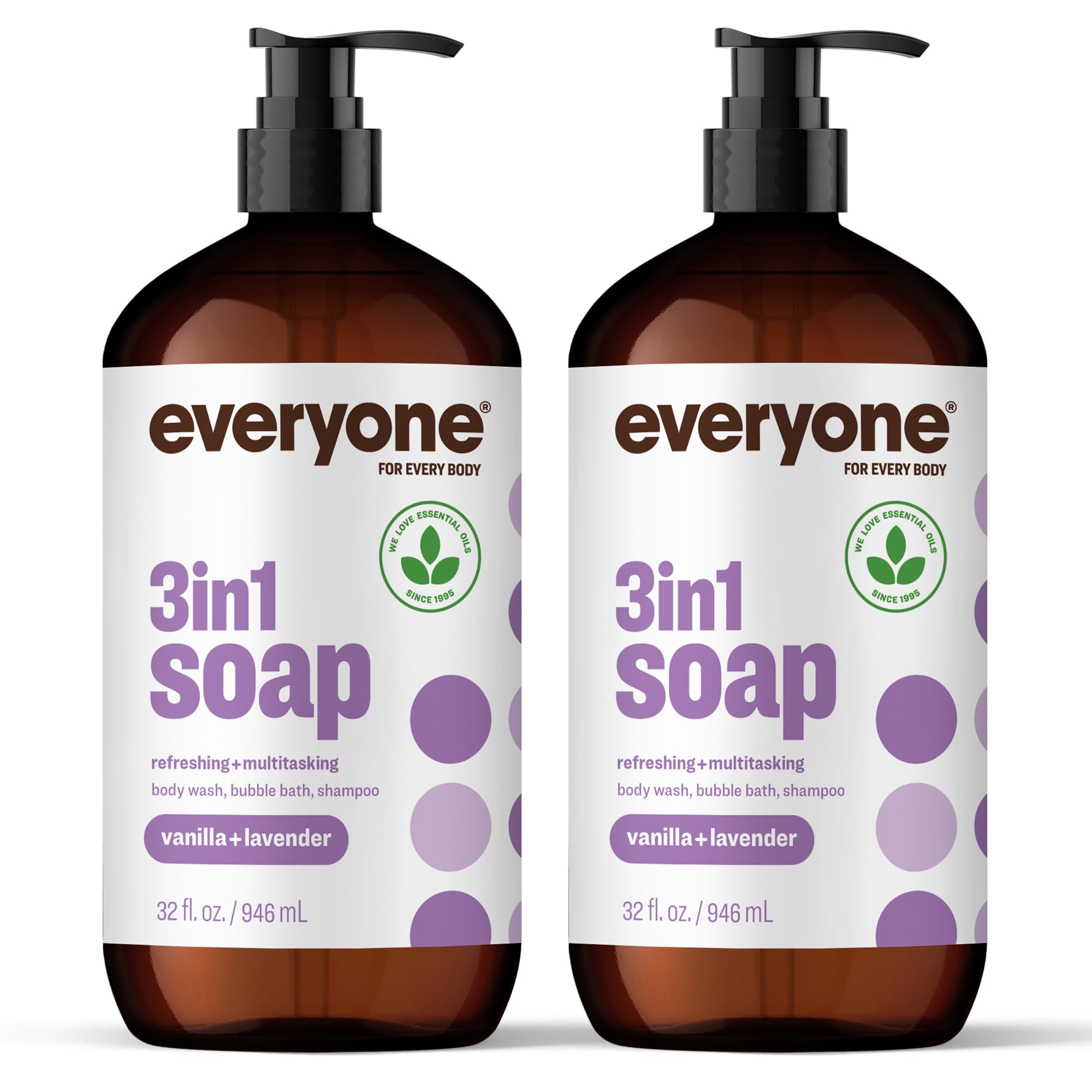 everyone front packaging showing two 32 ounce bottles and calming scent