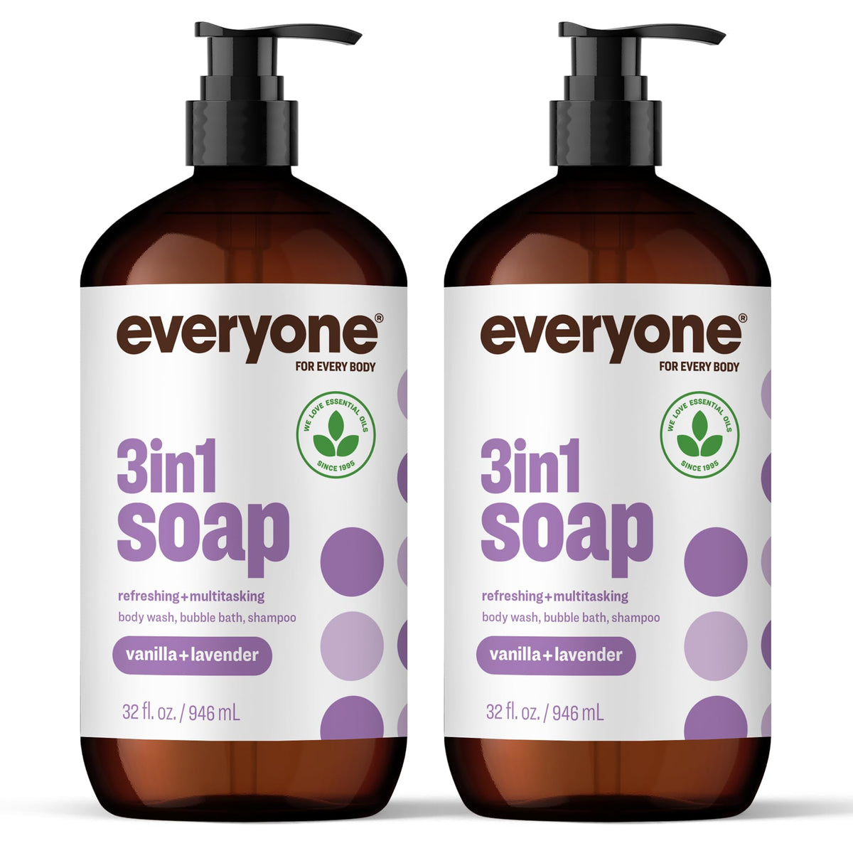 everyone front packaging showing two 32 ounce bottles and calming scent