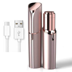 EVIEY front view rose gold shaver showing sleek design and portability benefit