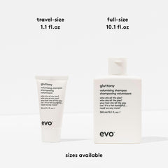 EVO Gluttony 10.1 fl oz bottle next to common items showing size