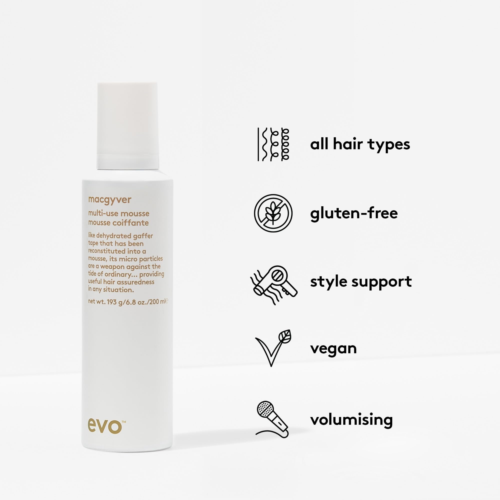 EVO Macgyver being worked into damp hair to boost root lift and manageability