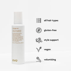 EVO Macgyver being worked into damp hair to boost root lift and manageability