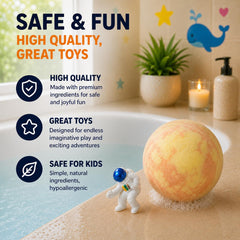 EvolutionUSA open bath bomb revealing hidden space toy for surprise play