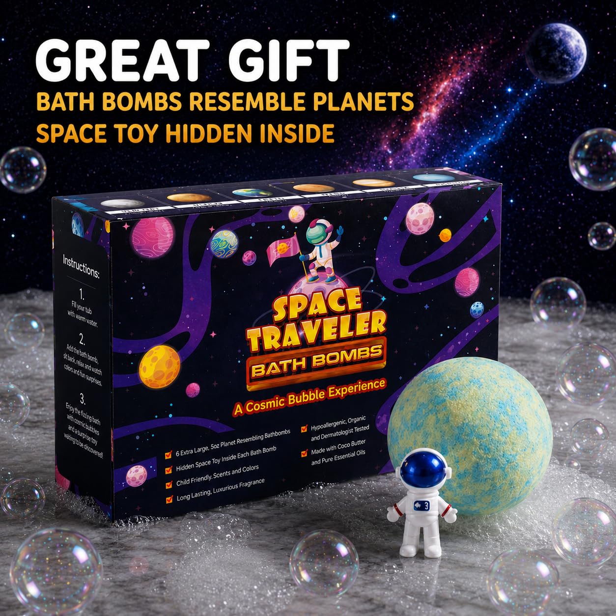 EvolutionUSA individually wrapped bath bomb keeping toy clean and dry