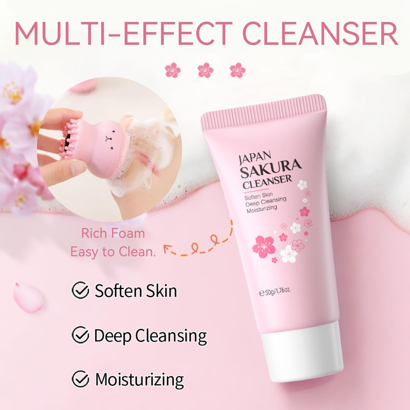 Evolvique cleanser bottle close-up demonstrating gentle pump action and easy use
