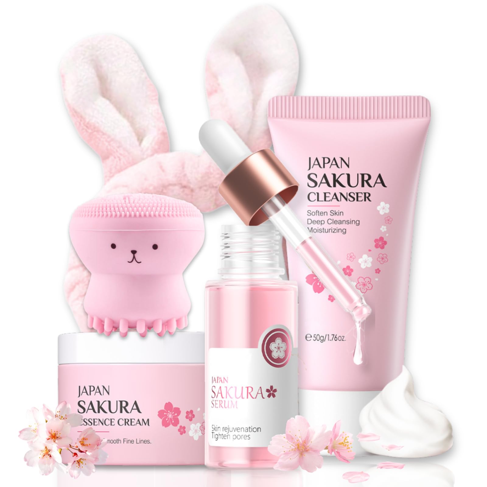 Evolvique front packaging showing complete sakura travel skincare set, great as a gift