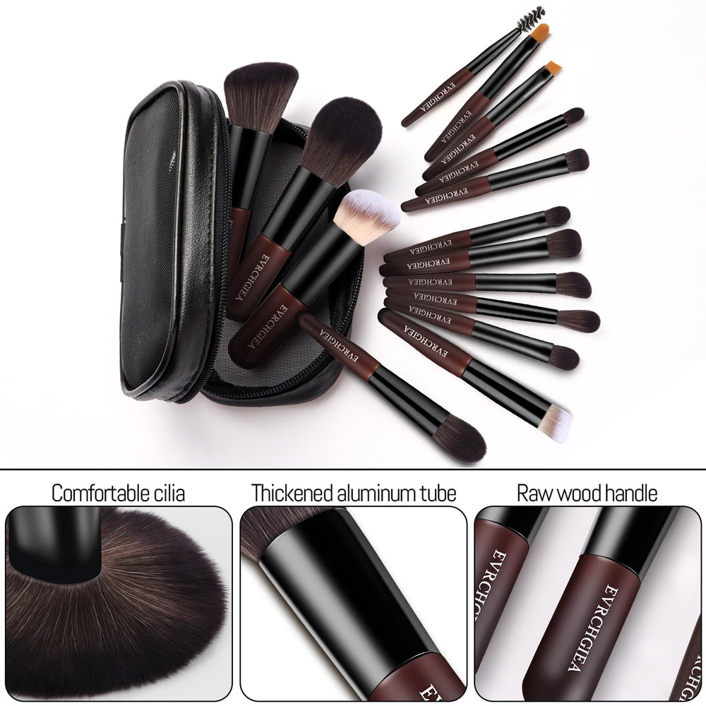 EVRCHGIEA brush set laid out with two puffs demonstrating full-face toolkit