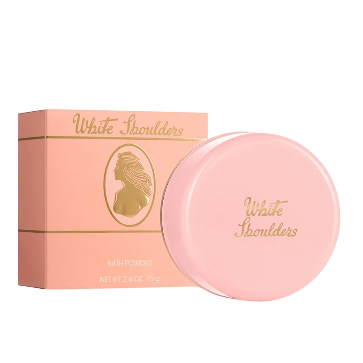 Evyan White Shoulders front packaging showing classic label and compact size benefit