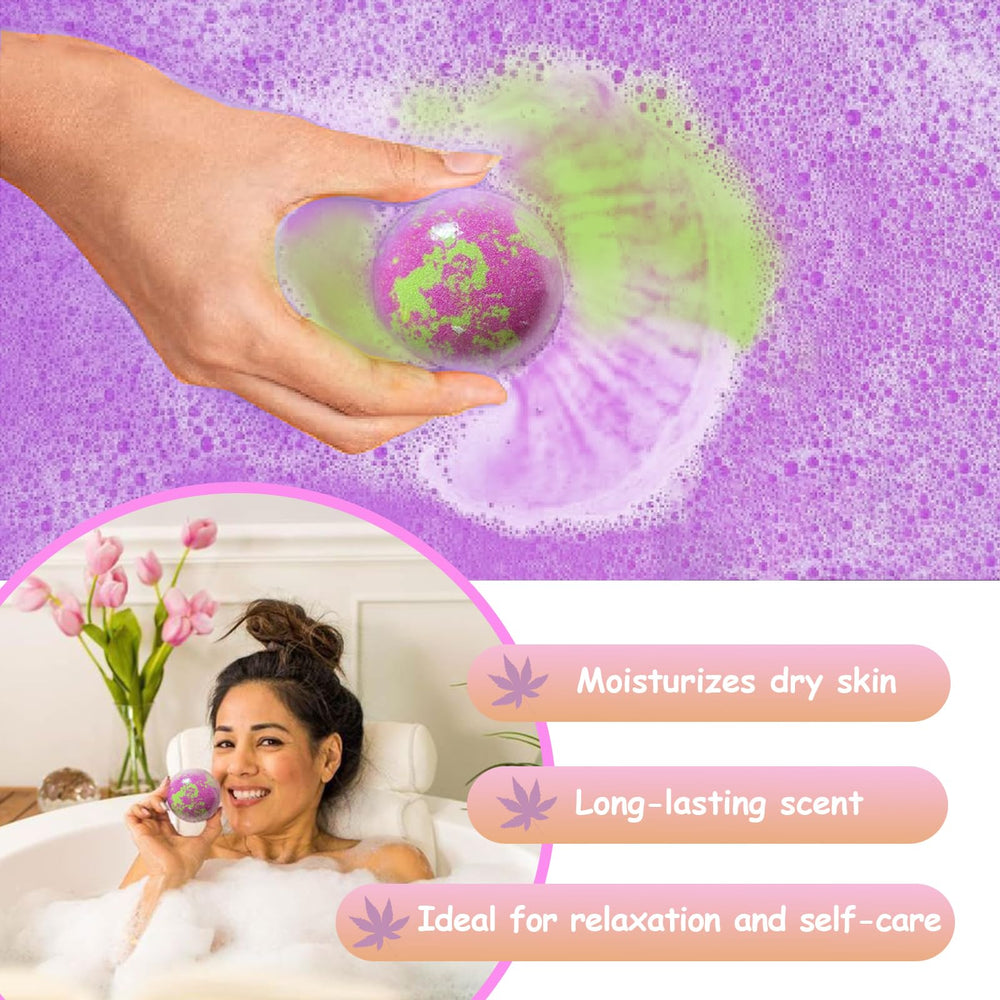 Excalla bath bomb in tub lifestyle shot showing calm, spa-like soak