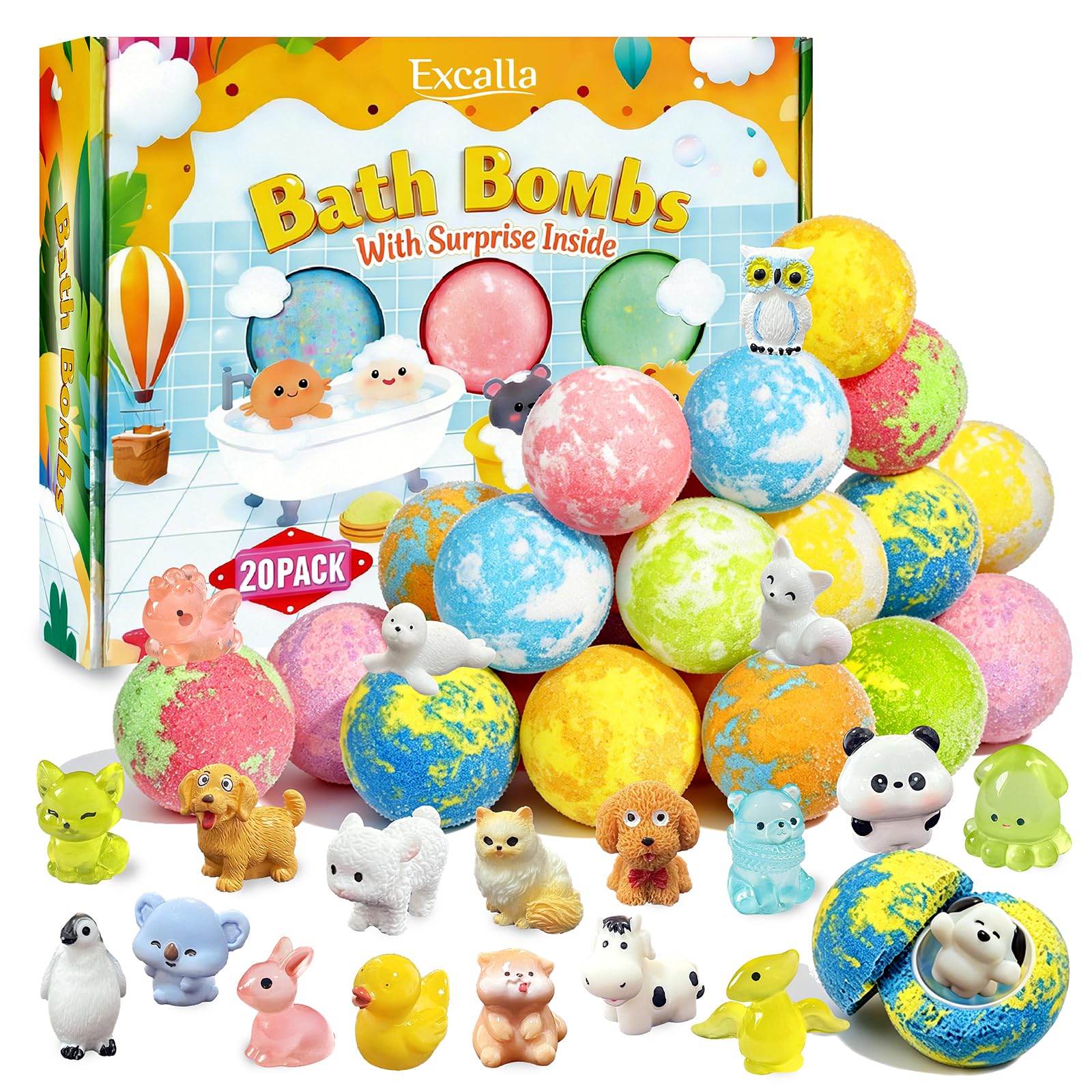 Excalla close-up of an individually wrapped bath bomb highlighting durability