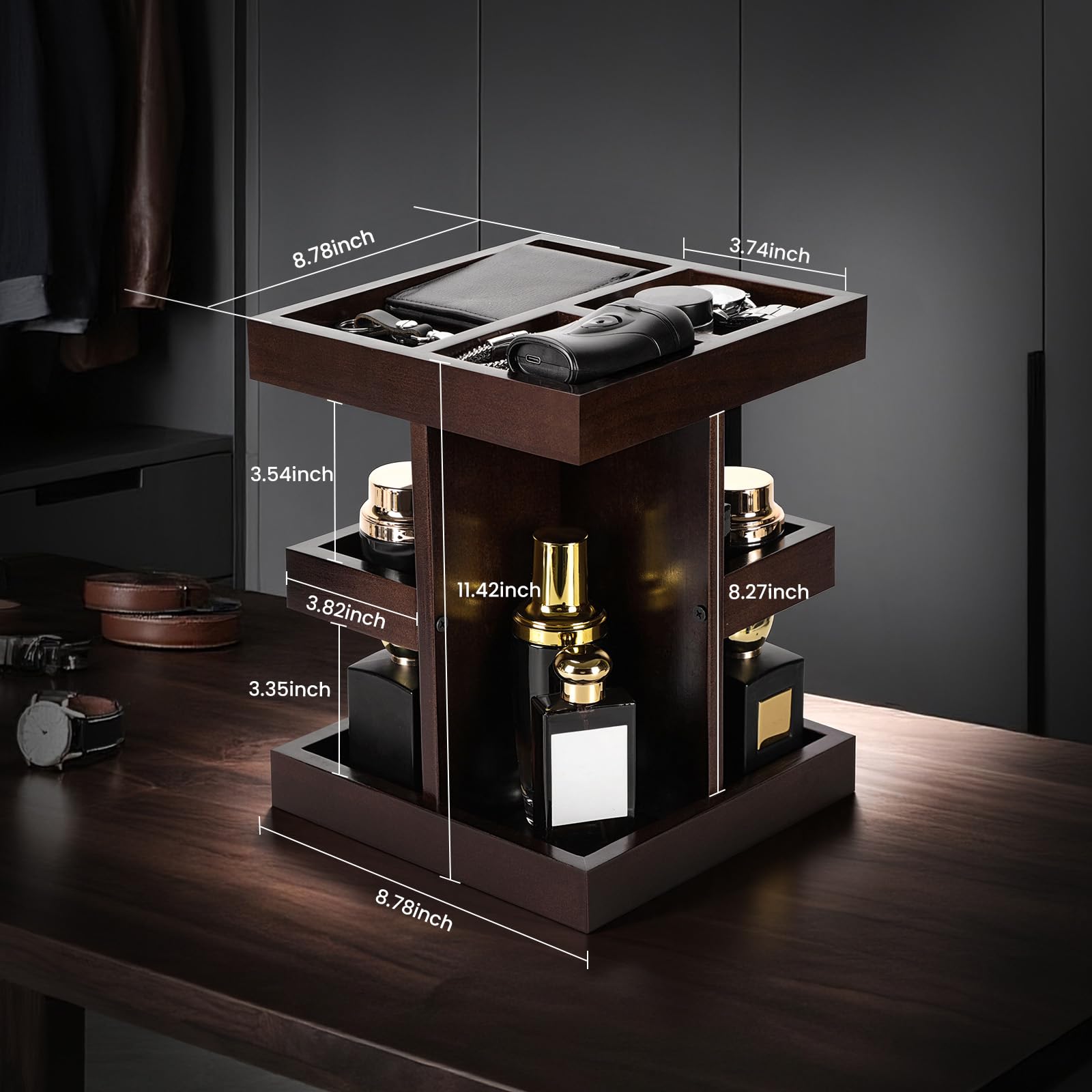 EXIN DECHEN overhead view highlighting three-tier layout for space saving