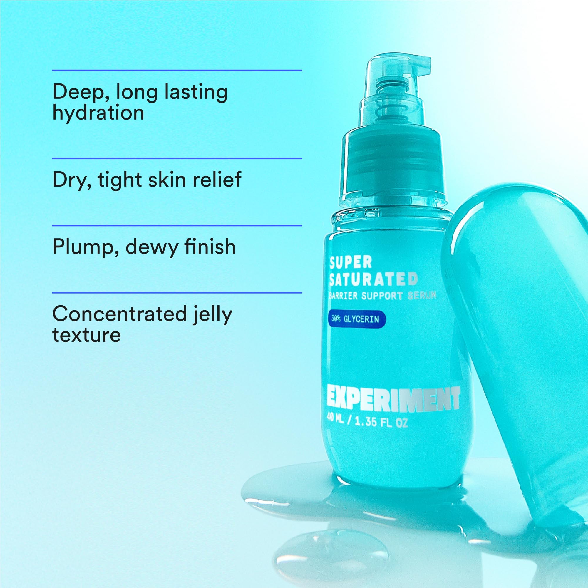 Experiment serum applied to hand demonstrating easy layering and fast absorption