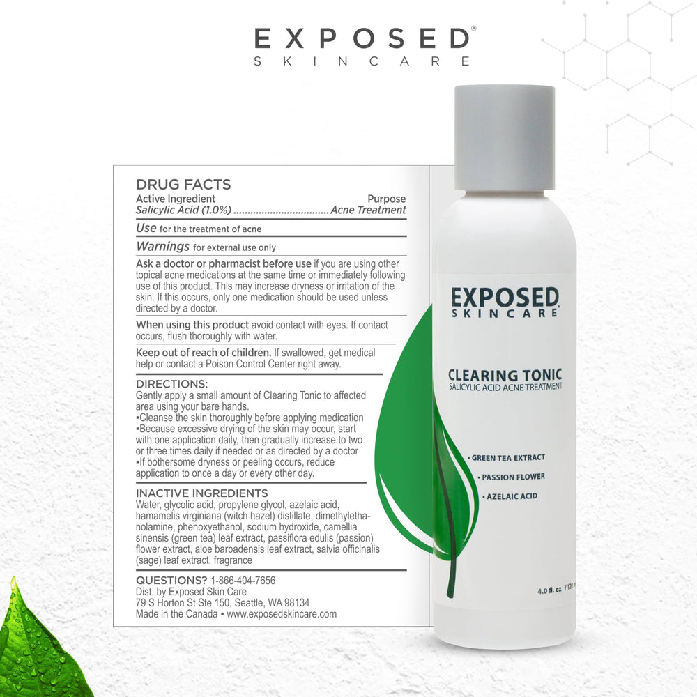 Hands applying Exposed Skin Care toner to face demonstrating gentle application and prep