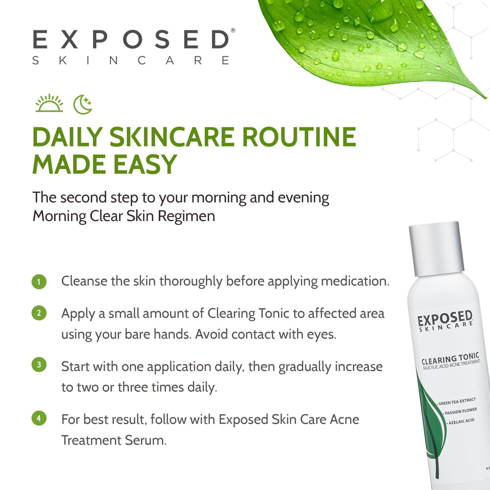 Lifestyle shot by bathroom mirror showing Exposed Skin Care use in daily skincare routine