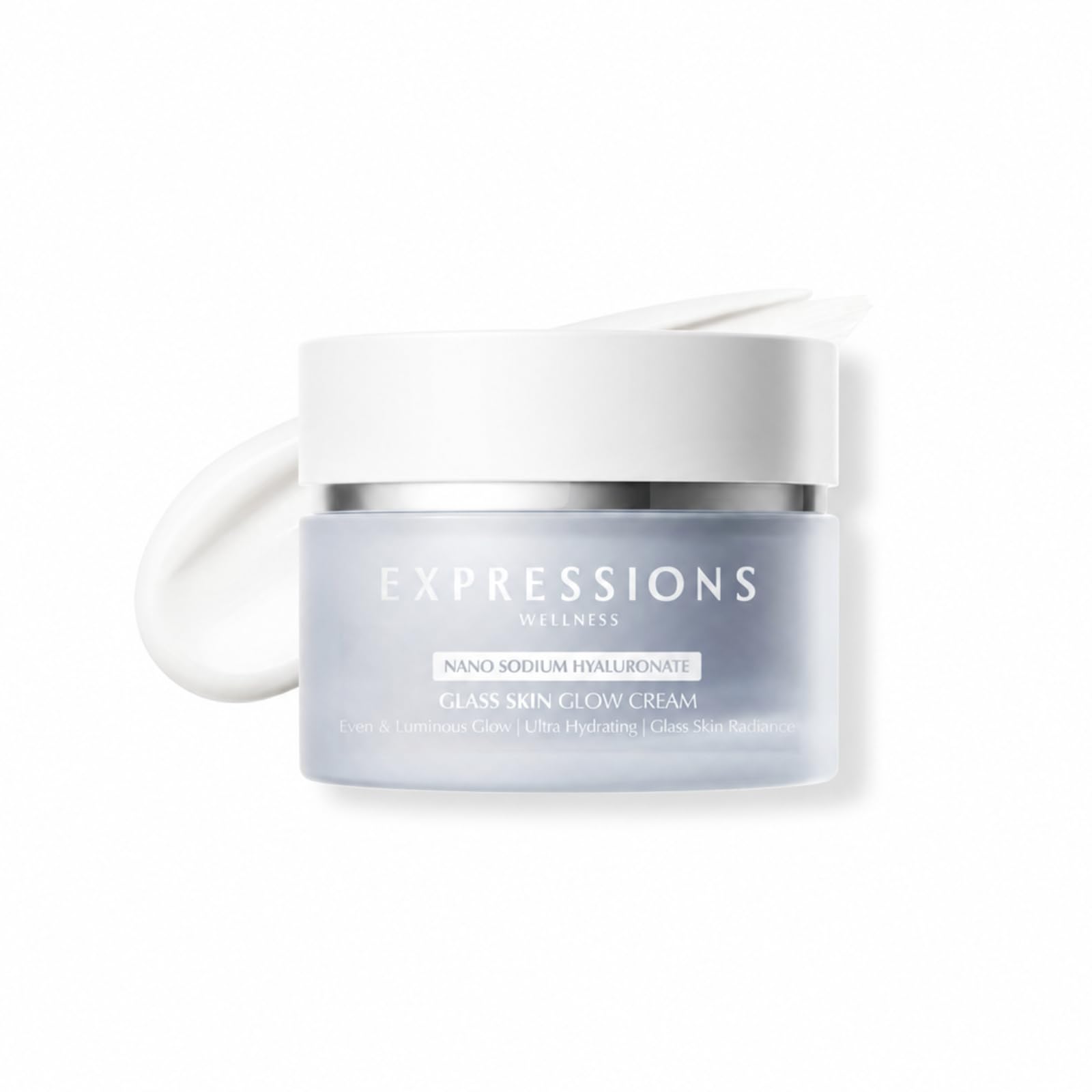 EXPRESSIONS WELLNESS front jar showing compact 45g packaging and hydration benefit