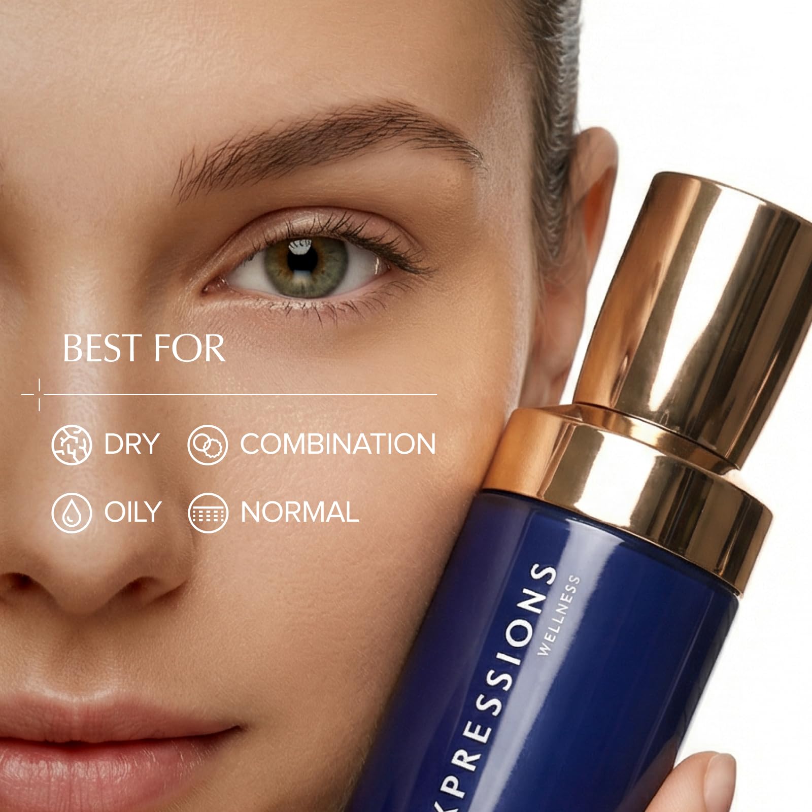 EXPRESSIONS WELLNESS label close-up showing key actives and ingredient transparency benefit