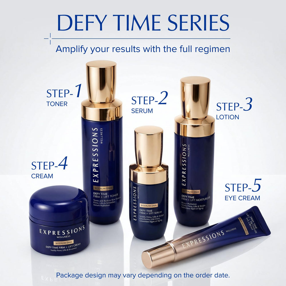 EXPRESSIONS WELLNESS on bathroom vanity in routine setting showing daily use benefit