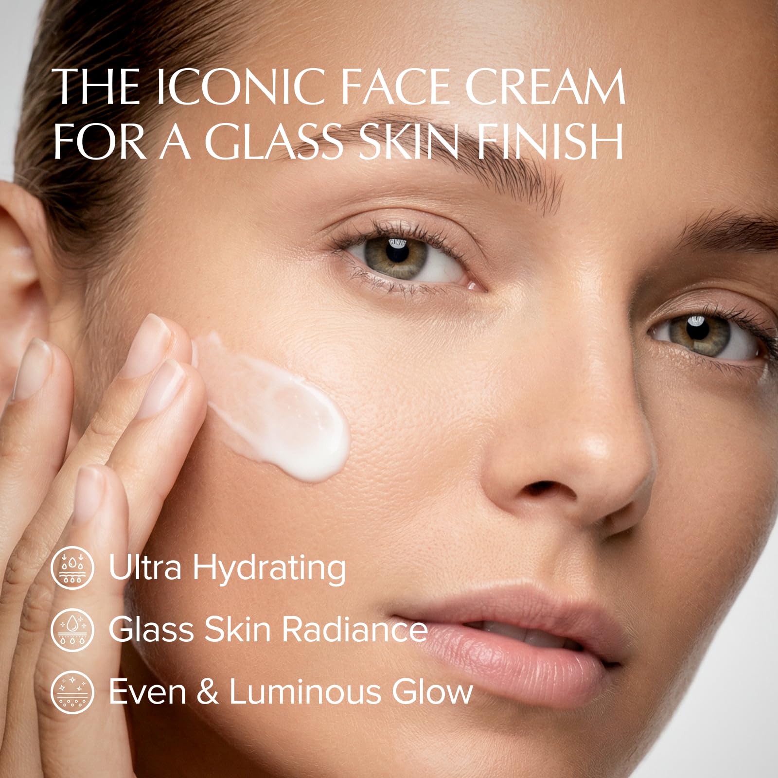 EXPRESSIONS WELLNESS cream texture close-up highlighting lightweight, dewy absorption