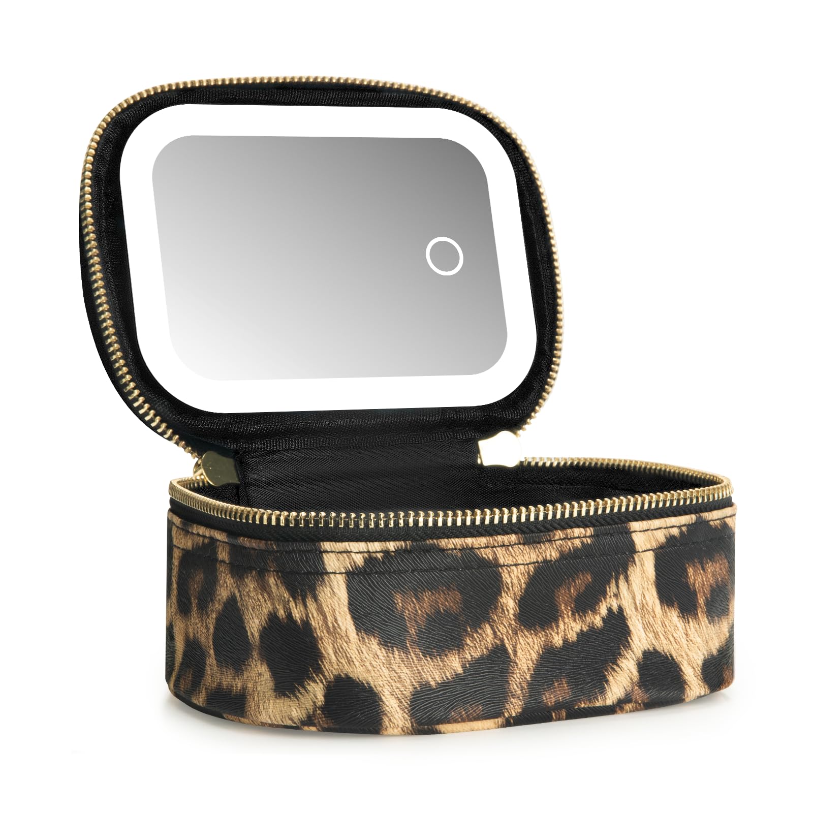 Extrei Gent front view of compact makeup bag showing zipper and shape, convenient storage