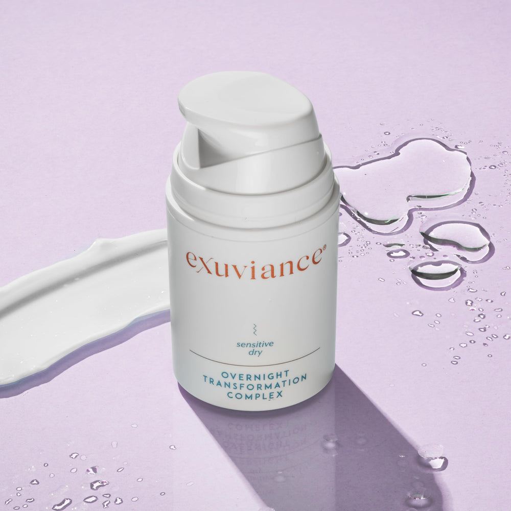 EXUVIANCE before and after skin texture comparison suggesting smoother results
