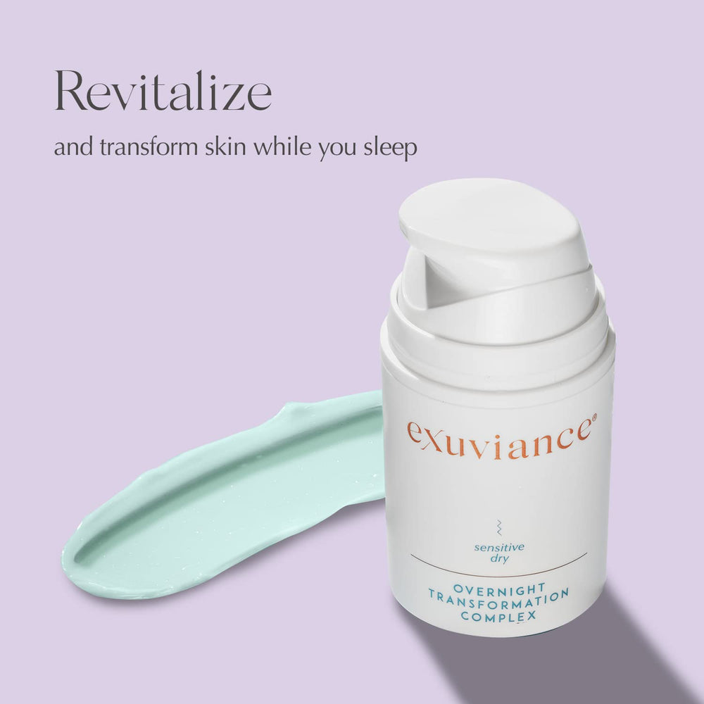 EXUVIANCE jar open with cream visible demonstrating easy application and nourishment