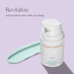 EXUVIANCE jar open with cream visible demonstrating easy application and nourishment