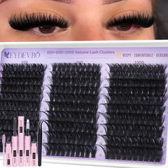 EYDEVRO front packaging showing full lash cluster kit and tools benefit easy selection