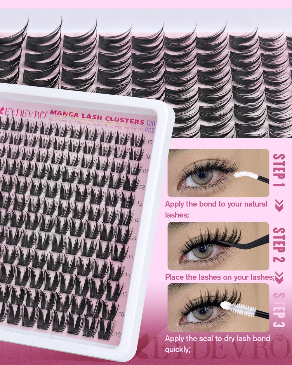 EYDEVRO lifestyle makeup setup showing finished glossy lashes for photos