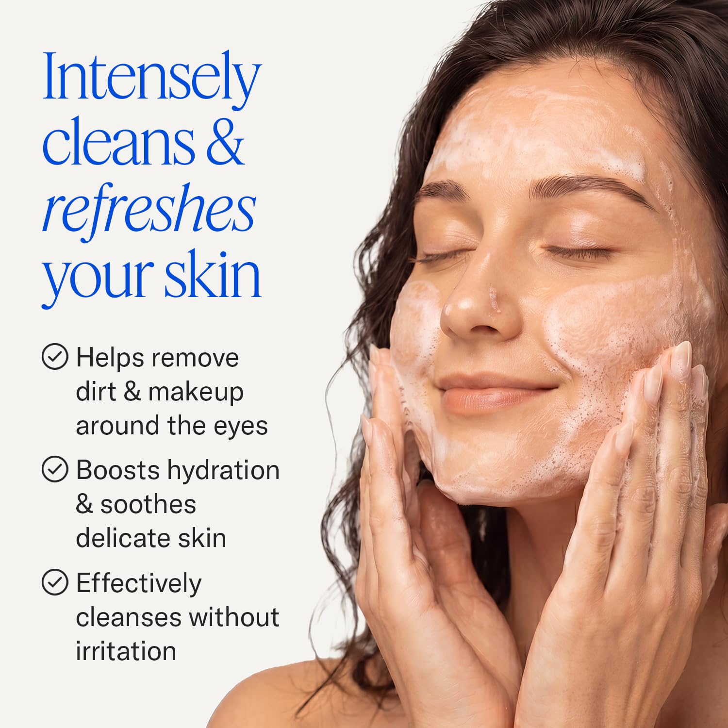 EYEECO label ingredients panel highlighting tea tree and botanical moisturizers