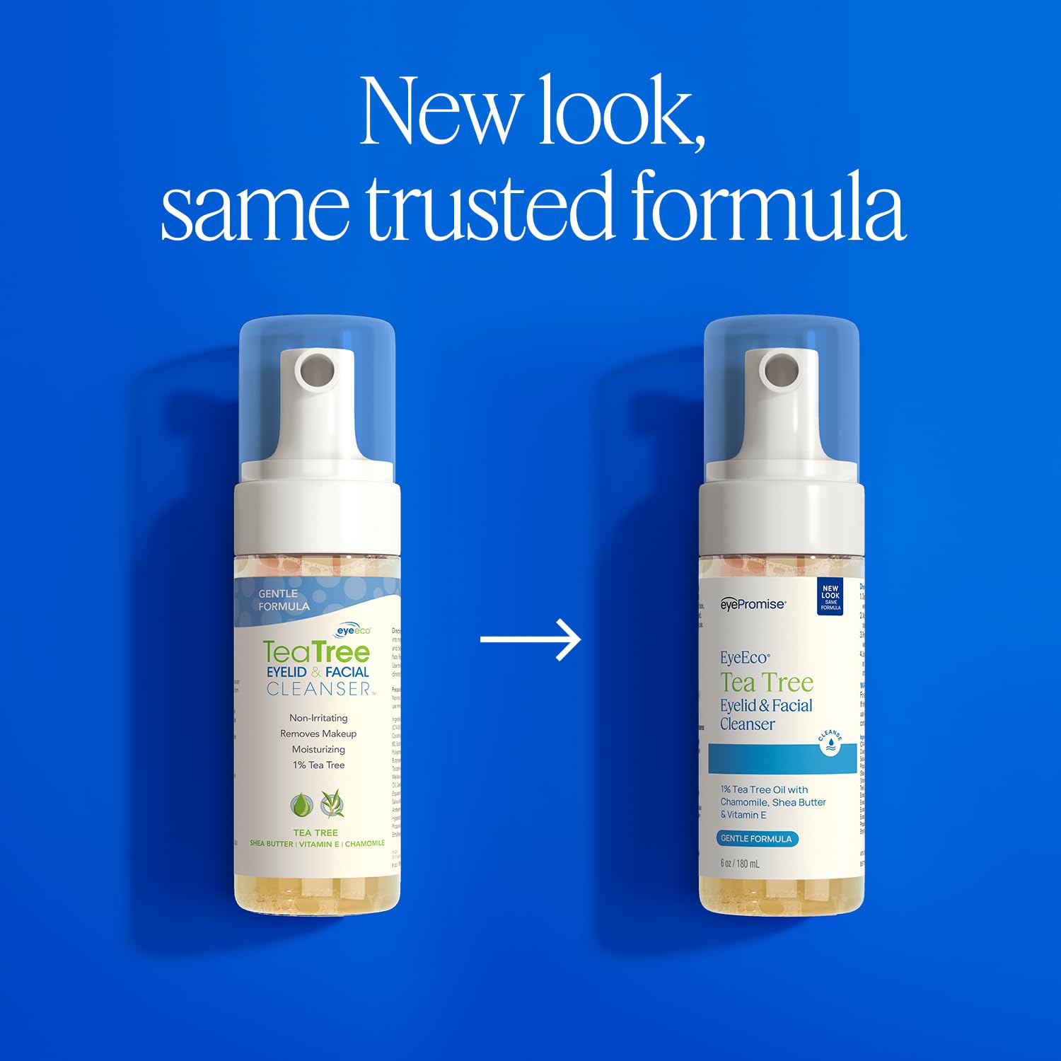 EYEECO pump dispensing soft foam, easy-to-use feature for gentle cleansing