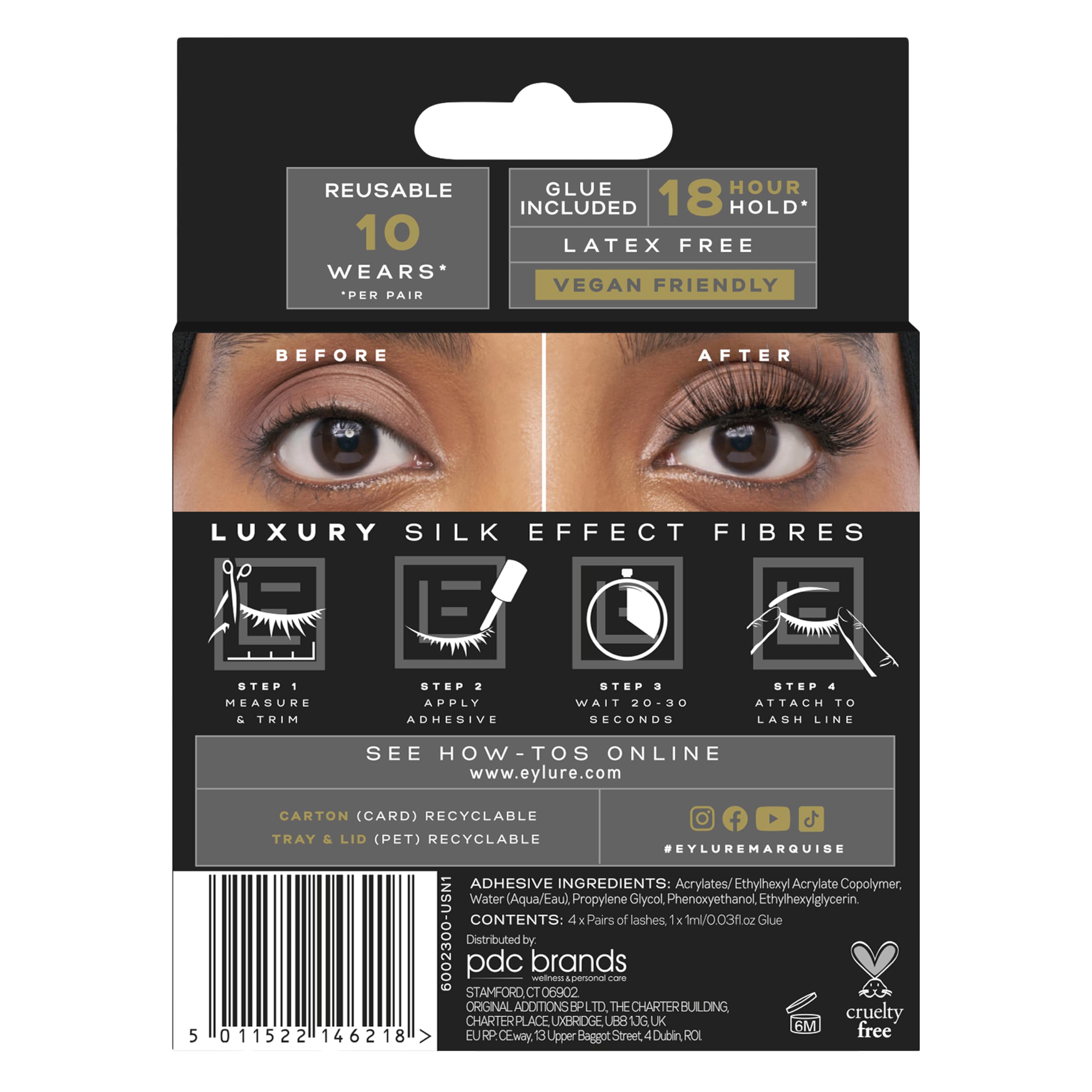 Eylure lashes stored in protective case to preserve shape and hygiene