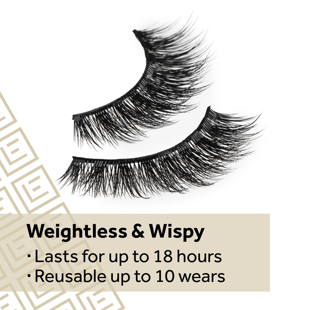 Eylure model wearing Luxe Silk Marquise lashes demonstrating open-eye effect