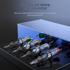 EZTAT2 assorted needles display 3RL to 9RM showing selection benefits