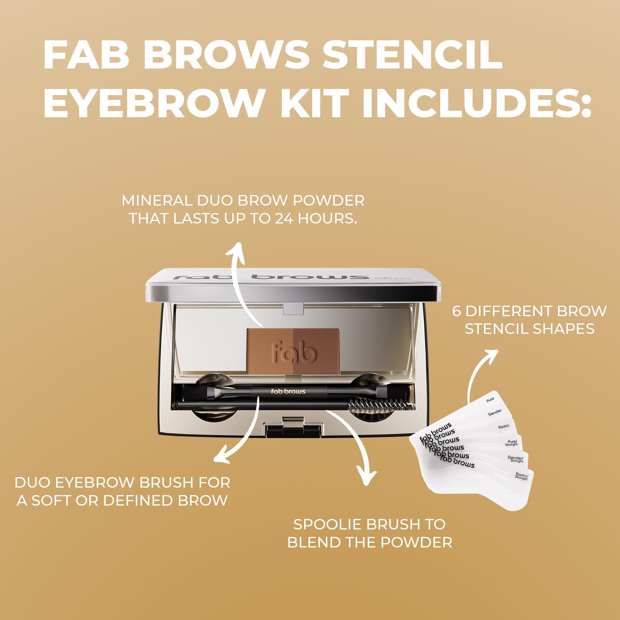 Fab Brows dual-ended brush with angled tip and spoolie, precise application control