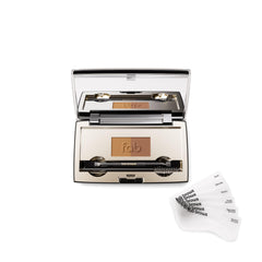 Fab Brows compact open showing powders and mirror, ideal for quick touch-ups