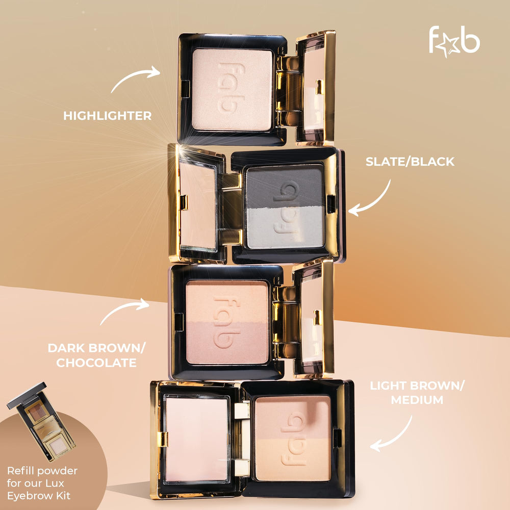Fab Brows powder inside a travel bag showing portability and everyday use