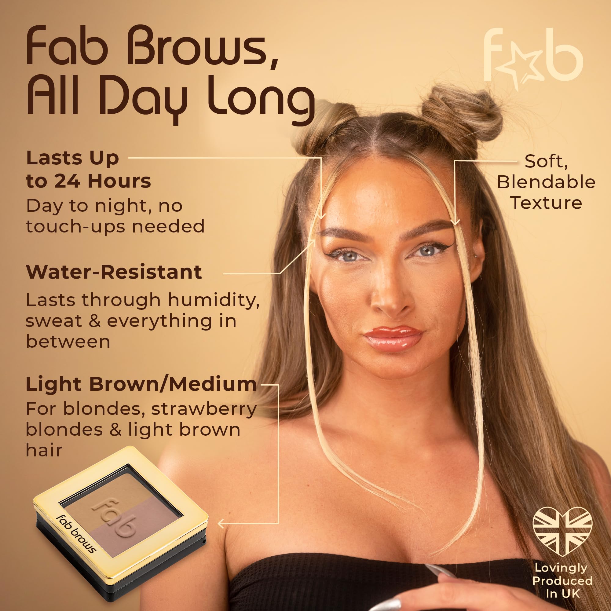 Fab Brows refill snapped into palette demonstrating easy refill installation