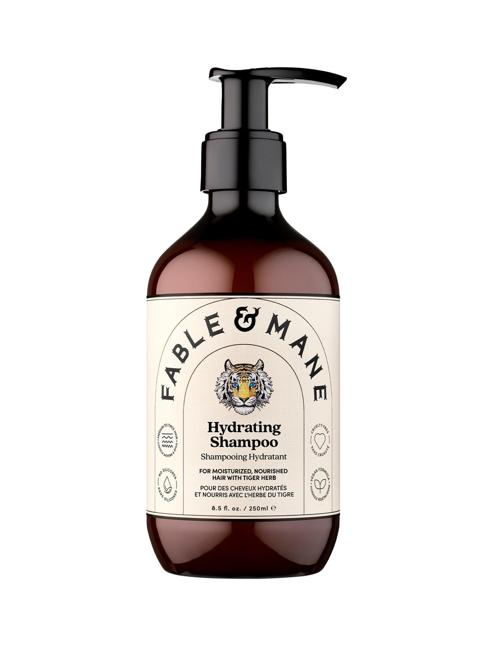 Fable & Mane front bottle shot showing product and benefits