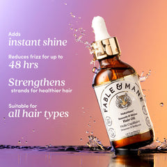 Fable & Mane oil texture pooled to show lightweight, non-greasy consistency
