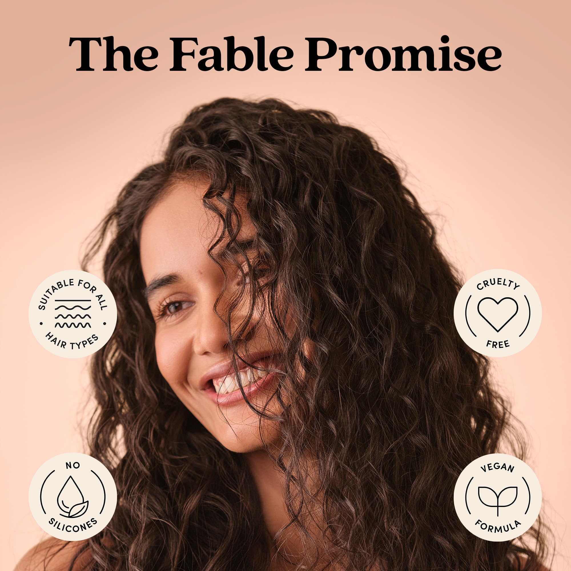 Fable & Mane shampoo staged in bathroom showing styling-ready confidence